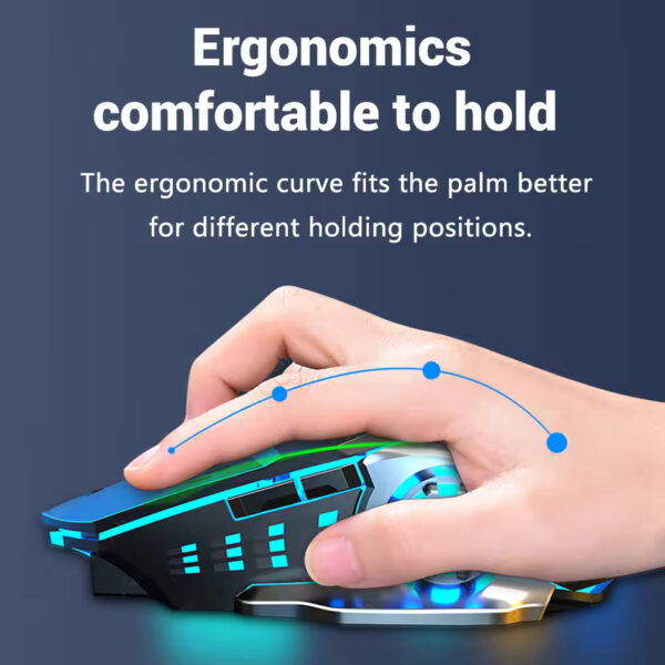 Rechargeable Wireless Gaming Mouse – Silent Bluetooth & USB | Mechanical E-Sports Mouse with Backlight for PC & Laptop
