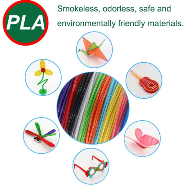 Colored PLA Filament Refill for 3D Printing Pen – Safe, Smoke-Free & Flexible | 36M 50M 100M 150M 200M for Kids & Creative Projects