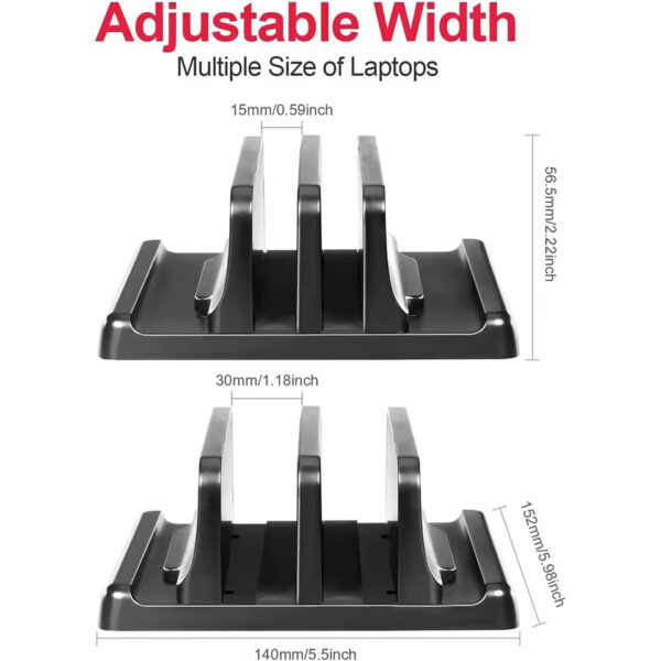 Vaydeer Vertical Laptop Stand – Adjustable Plastic Holder for MacBook, Tablet & Phone | Space-Saving Desktop Dock Accessory