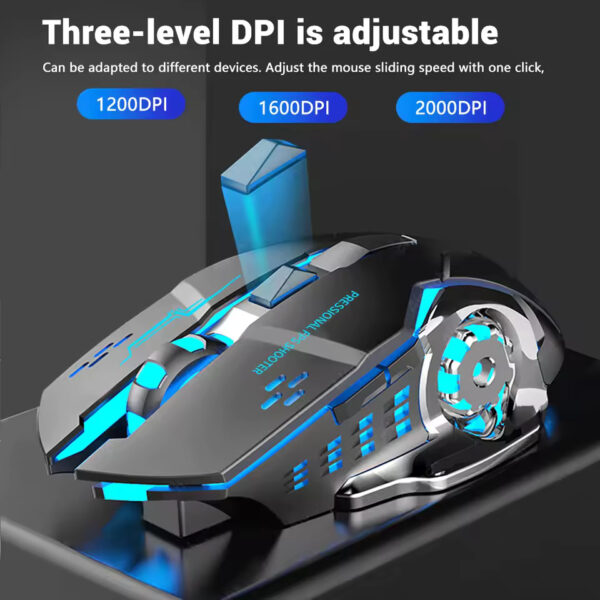 Rechargeable Wireless Gaming Mouse – Silent Bluetooth & USB | Mechanical E-Sports Mouse with Backlight for PC & Laptop