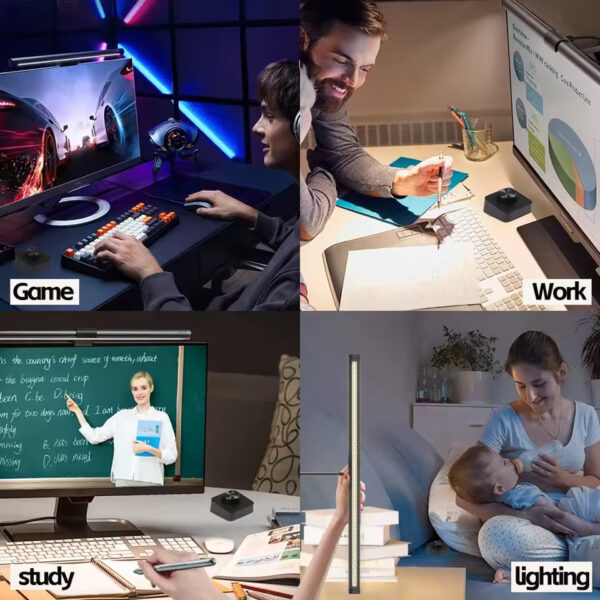 LED Monitor Light Bar – 44cm RGB Screen Hanging Lamp for Work, Study & Gaming | Dimmable Eye-Care Desk Lighting