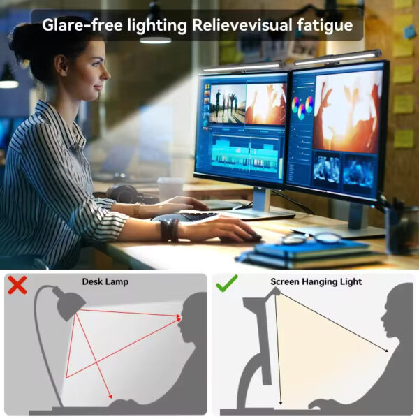 LED Monitor Light Bar – 44cm RGB Screen Hanging Lamp for Work, Study & Gaming | Dimmable Eye-Care Desk Lighting