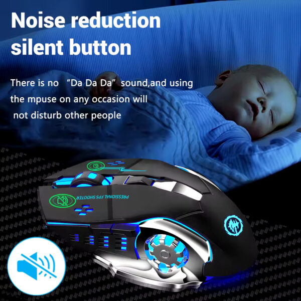 Rechargeable Wireless Gaming Mouse – Silent Bluetooth & USB | Mechanical E-Sports Mouse with Backlight for PC & Laptop