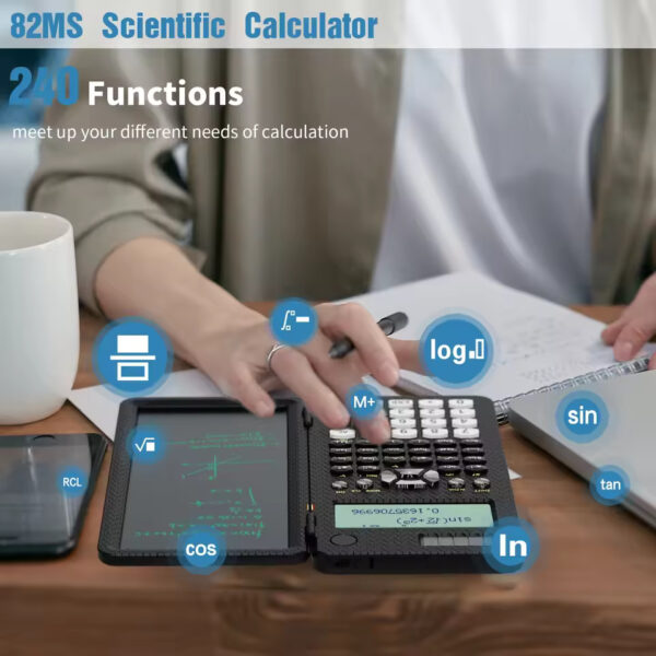 Mini Scientific Calculator with Writing Tablet – Notepad & Memo Pad for Office, School & Exams | 991ES, MS, EX 82MS