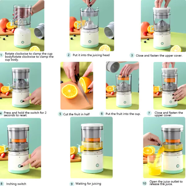 1PC USB Rechargeable Electric Juicer – Wireless Citrus Lemon Juicer & Fruit Blender | Automatic Fresh Juice Maker