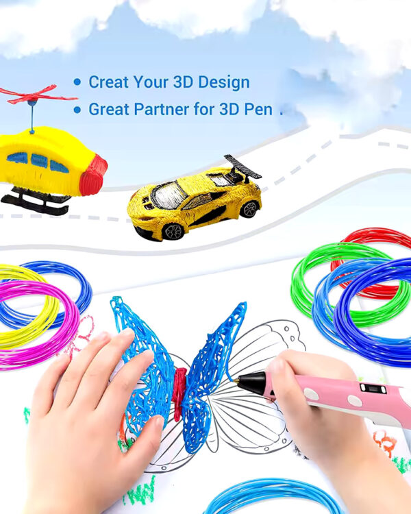 Colored PLA Filament Refill for 3D Printing Pen – Safe, Smoke-Free & Flexible | 36M 50M 100M 150M 200M for Kids & Creative Projects