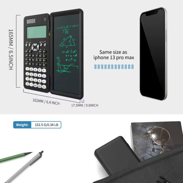Mini Scientific Calculator with Writing Tablet – Notepad & Memo Pad for Office, School & Exams | 991ES, MS, EX 82MS