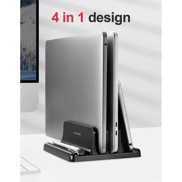 Vaydeer Vertical Laptop Stand – Adjustable Plastic Holder for MacBook, Tablet & Phone | Space-Saving Desktop Dock Accessory